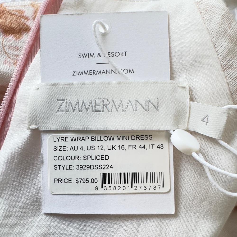 ZIMMERMANN
Lyre Linen Mini Wrap Dress Zimmerman Size 4 =L-XL - Picture 8 of 8